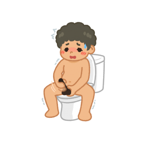 トイレに座ってショボーンとしている男性